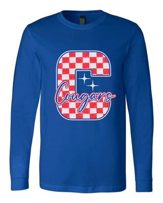 Cooper Cougars - Checkered Letter Long Sleeve T-Shirt