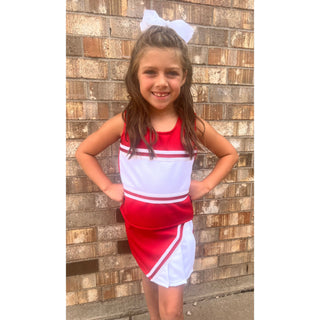 Red & White Metallic Cheerleading Outfit