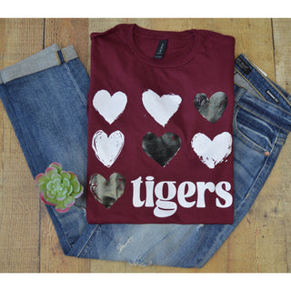 Martinez Tigers - Foil Hearts T-Shirt