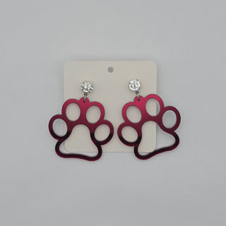 Large Game Day Paw Print Earrings