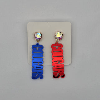 Cooper Cougars - Cougars Mirror Acrylic AB Stone Earrings