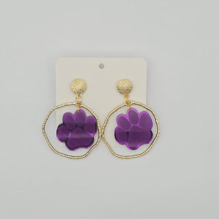 Paw Print Hoop Drops Earrings