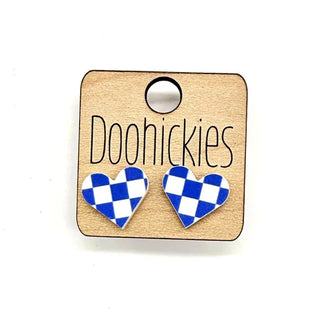 Checkered Heart Studs