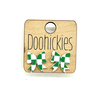 Checkered Bow Acrylic Studs