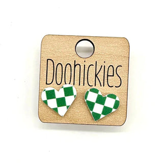 Checkered Heart Studs
