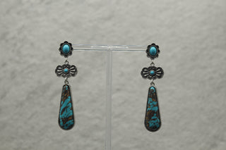 0683 R3-74 TURQ STONE DROP SILVER POST Earrings