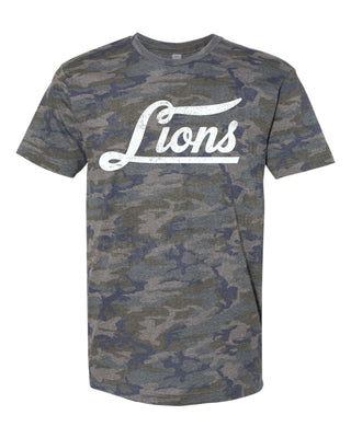 Albany Lions - Script with Tail Camo T-Shirt
