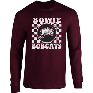 Bowie Bobcats - Checkered Long Sleeve T-Shirt