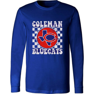Coleman Bluecats - Checkered Long Sleeve T-Shirt