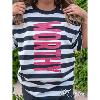 Worthy Striped Jesus Tee
