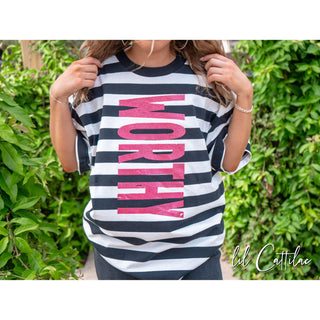 Worthy Striped Jesus Tee