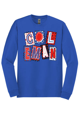 Coleman Bluecats - Scrapbook Box Long Sleeve T-Shirt