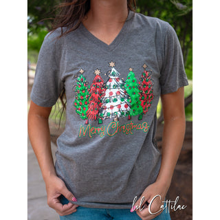 Polka Dot Trees V-Neck - Christmas Tee