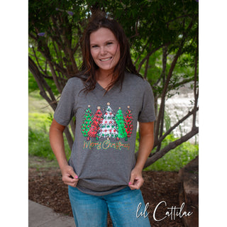 Polka Dot Trees V-Neck - Christmas Tee