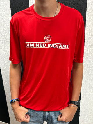 Jim Ned Indians - Solid Red Wicking Tee