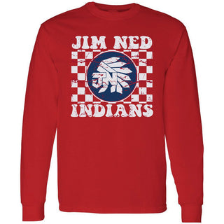 Jim Ned Indians - Checkered Long Sleeve T-Shirt