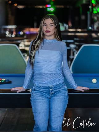 Stripe Mesh Tops - Singles