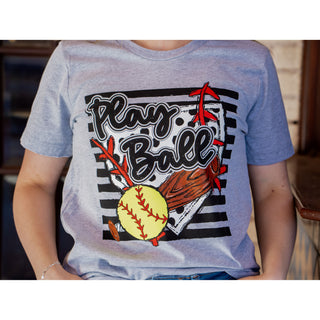 Play Ball Stripes - Softball Tee