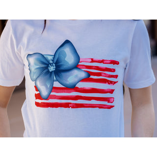Red, White & Blue Bow Flag - Patriotic Tee