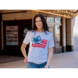 Red, White & Blue Bow Flag - Patriotic Tee