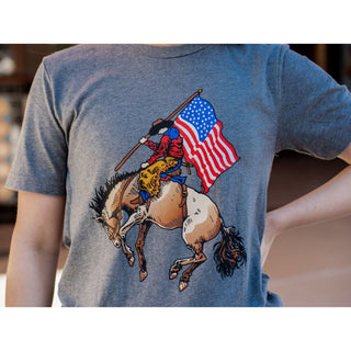 Cowboy with Flag - Patriotic Tee