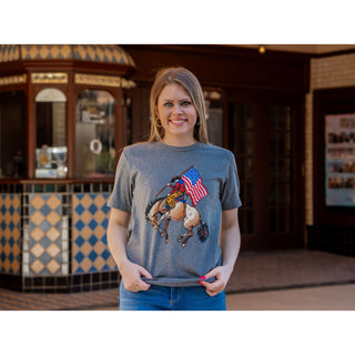 Cowboy with Flag - Patriotic Tee