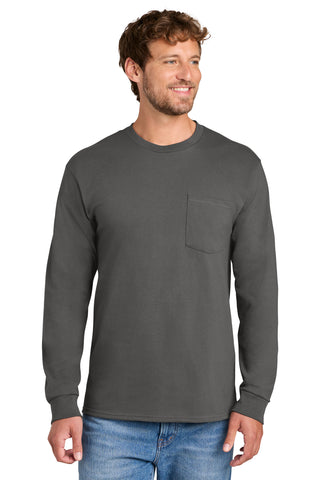 Port & Co® Tall Long Sleeve Essential Pocket Tee. PC61LSPT