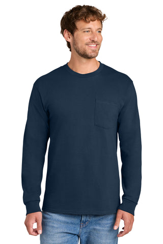 Port & Co® Long Sleeve Essential Pocket Tee.  PC61LSP