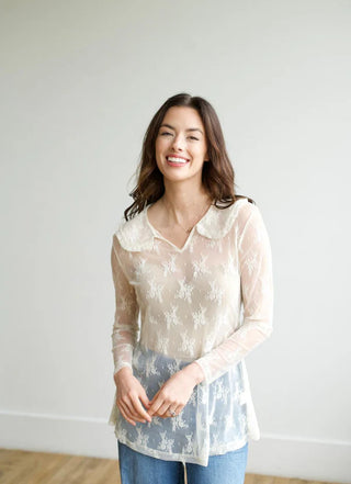 Lace Top with Collar