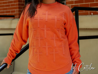 Cross Appliqued Poncho Sweatshirt - Singles