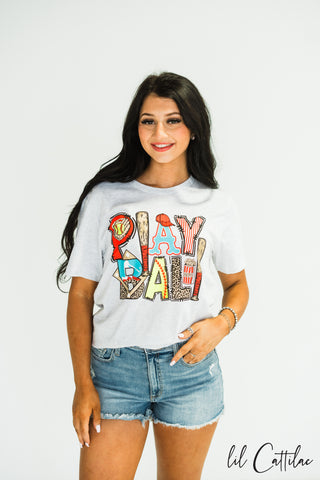 Play Ball Patterned - Softball Tee