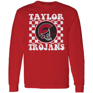 Taylor Trojans - Checkered Long Sleeve T-Shirt