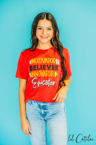 Motivator Believer Innovator Educator - Teacher Tee