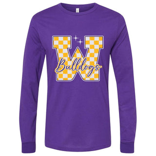 Wylie Bulldogs - Checkered Letter Long Sleeve T-Shirt