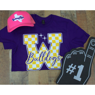 Wylie Bulldogs - Checkered Letter T-Shirt