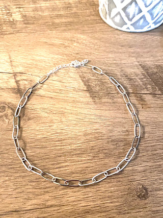 Chain Choker Silver Necklace