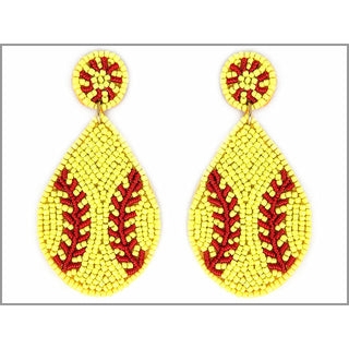 Softball Seed Bead Earrings
