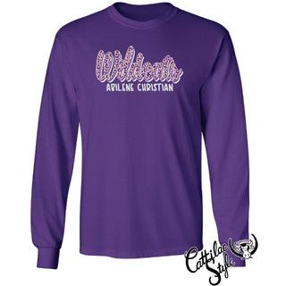 Abilene Christian University Wildcats - Animal Print Script Long Sleeve T-Shirt