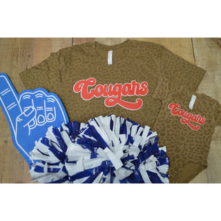 Cooper Cougars - Script with Animal Print T-Shirt