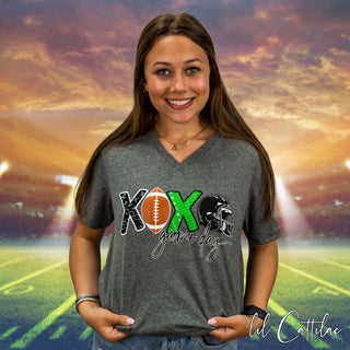 XOXO Game Day Football V-Neck Tee