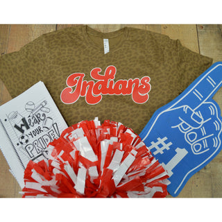 Jim Ned Indians - Script with Animal Print T-Shirt