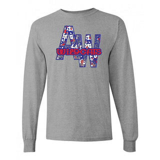 Allie Ward Wildcats - Stitched Flowers Long Sleeve T-Shirt