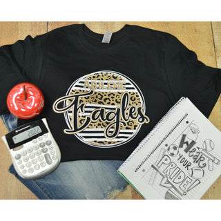 Abilene High Eagles - Animal Print Stripe Circle T-Shirt