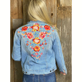 Abigail Floral Embroidered Denim Jacket